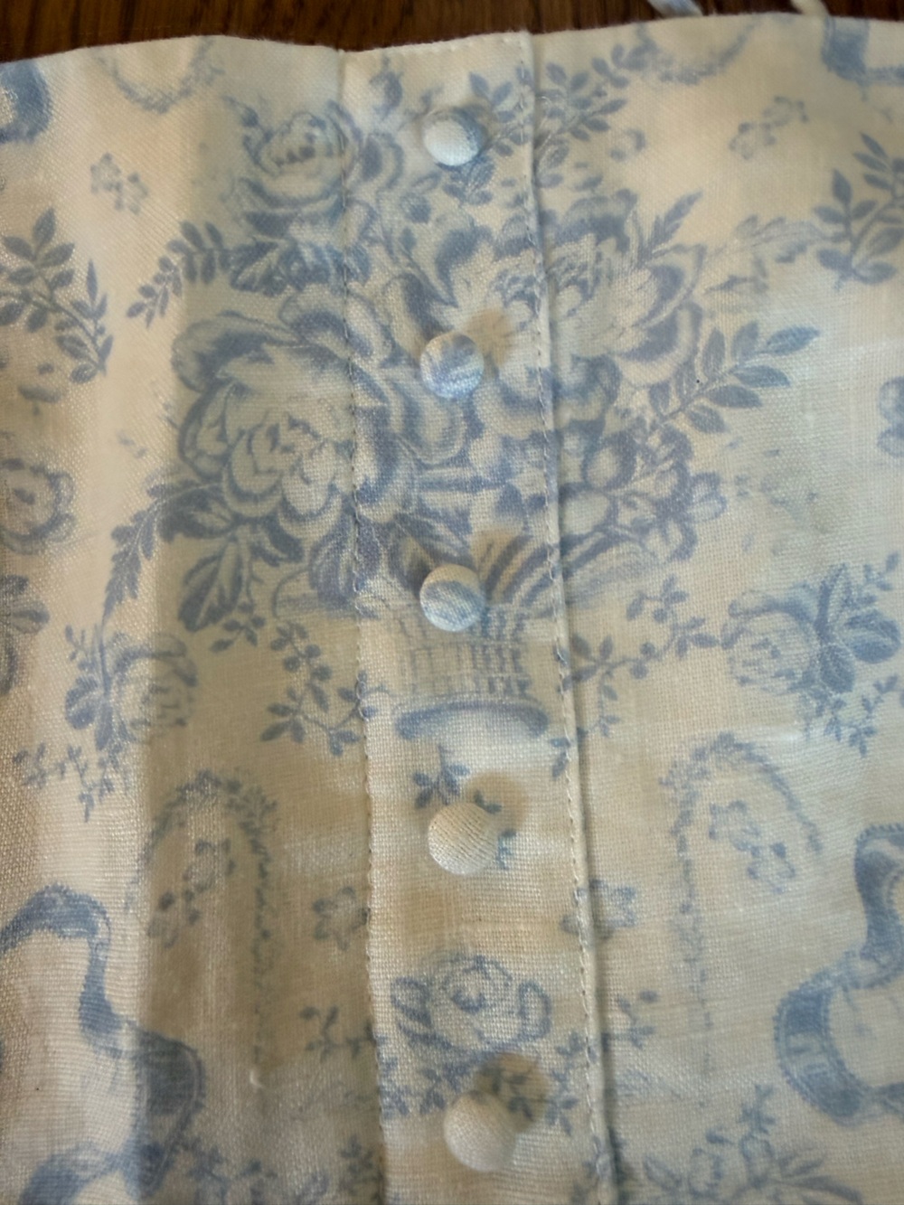 LoveShackFancy lacette toile linen crop Top Cerulian Blue & white size m $195 - Picture 7 of 9